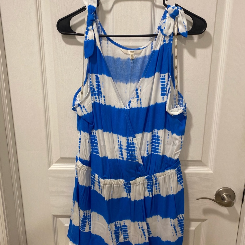 NWOT Blue and white tie dye romper
